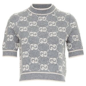 Gucci wool GG monogram intarsia boucle crop sweater